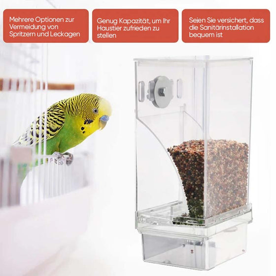Automatischer auslaufsicherer transparenter Vogelfutterspender