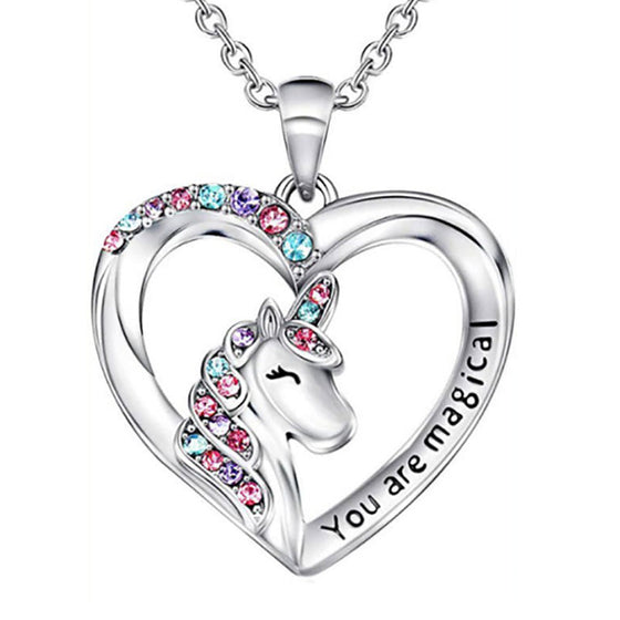 Einhorn-Halskette mit Kristallen