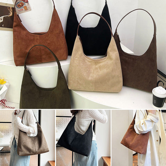 Pendlertasche aus Wildleder mit großem Fassungsvermögen