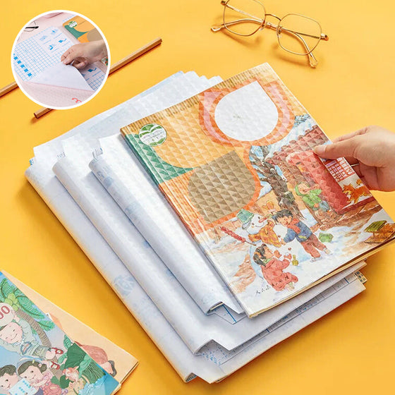 Selbstklebender Buchumschlag mit mattierter karierter Struktur