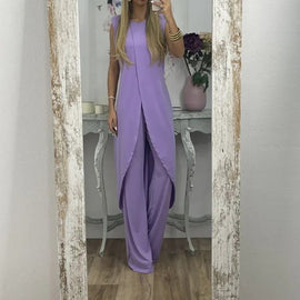 Zweiteiliges ärmelloses Damen-Set mit Rundhalsausschnitt