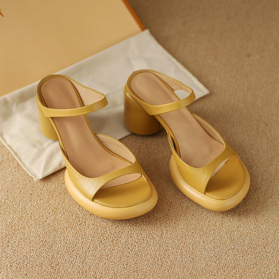 Sommer-Retro-Sandalen für Damen mit dickem Absatz