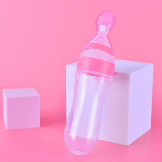 Baby-Silikon-Flasche mit Quetschlöffel