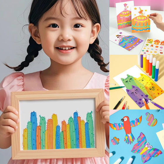 Kreatives Rainbow Scratch Art Postkartenset für Kinder