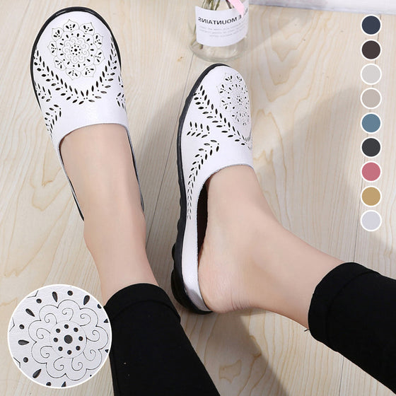 Hohle PU-Hausschuhe Mit Flacher Sohle