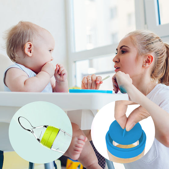 Baby-Silikon-Flasche mit Quetschlöffel