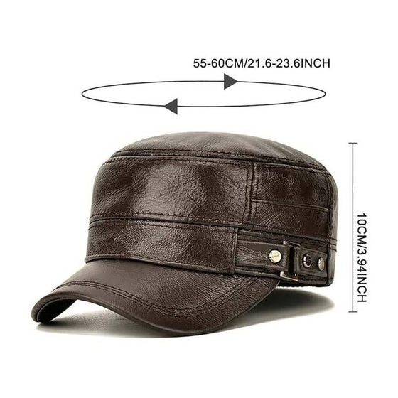 Neue Wintermütze für Herren mit Ohrenschutz aus Schaffell, flacher Schirm