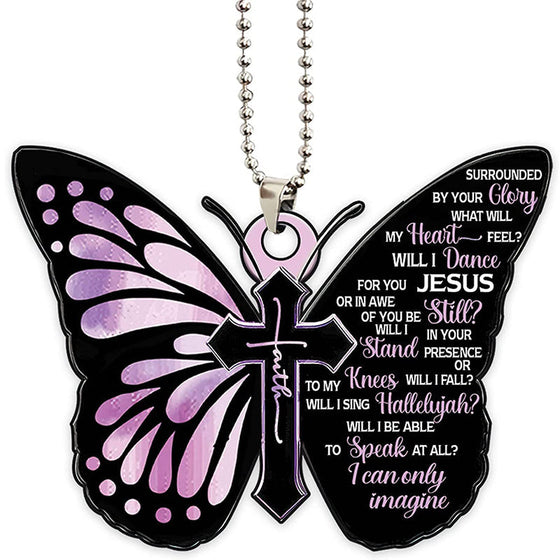 Schönes Schmetterlingskreuz christliches Auto-Rückspiegel-Zubehör