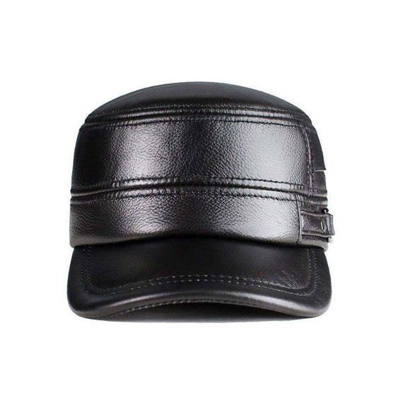 Neue Wintermütze für Herren mit Ohrenschutz aus Schaffell, flacher Schirm